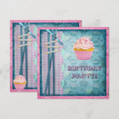 Suikerkoekjes en suikerbieten Glitter Party nodigt Kaart (Voorkant / Achterkant)