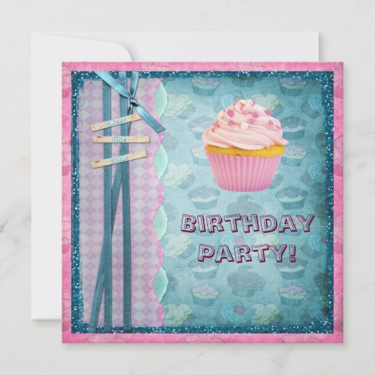 Suikerkoekjes en suikerbieten Glitter Party nodigt Kaart (Voorkant)