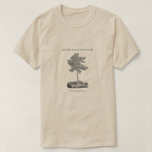 Suikermaasboom met intage afbeelding t-shirt (Design voorkant)