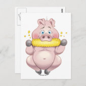 Suikermaïs BBQ roze Piggy Briefkaart (Voorkant / Achterkant)