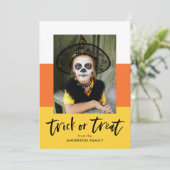 suikermaïs | Trick or treat Halloween fotokaart Feestdagenkaart (Staand voorkant)