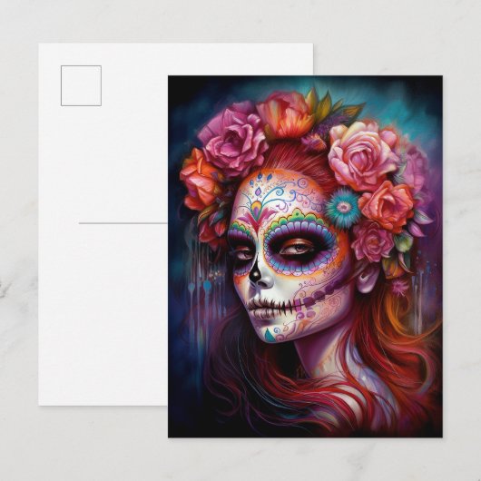 Suikermederdag van de dood briefkaart (Voorkant / Achterkant)