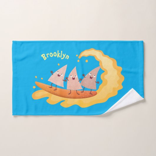 Suikernachos-maïschips surfende cartoon bad handdoek (Handdoek)