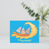 Suikernachos-maïschips surfende cartoon briefkaart (Staand voorkant)