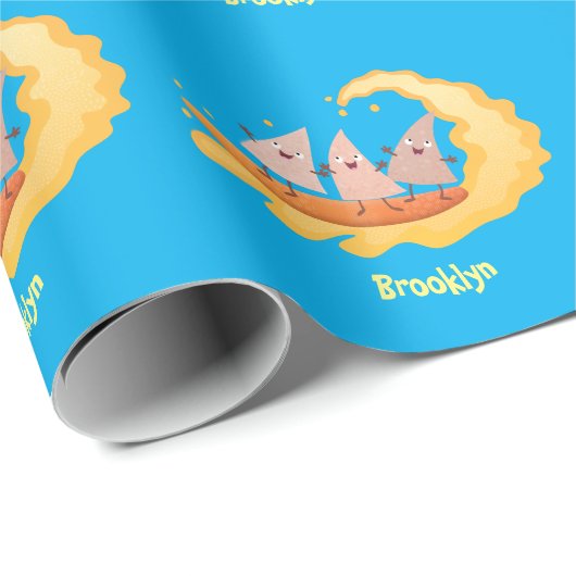 Suikernachos-maïschips surfende cartoon cadeaupapier (Rol Hoek)