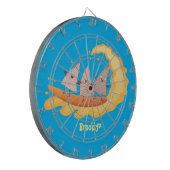 Suikernachos-maïschips surfende cartoon dartbord (Voorkant Links)