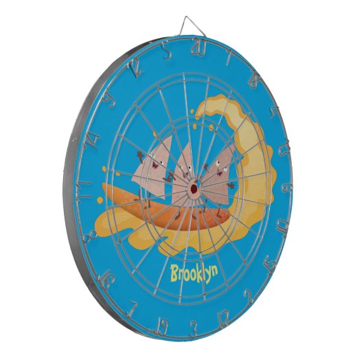 Suikernachos-maïschips surfende cartoon dartbord (Voorkant Links)