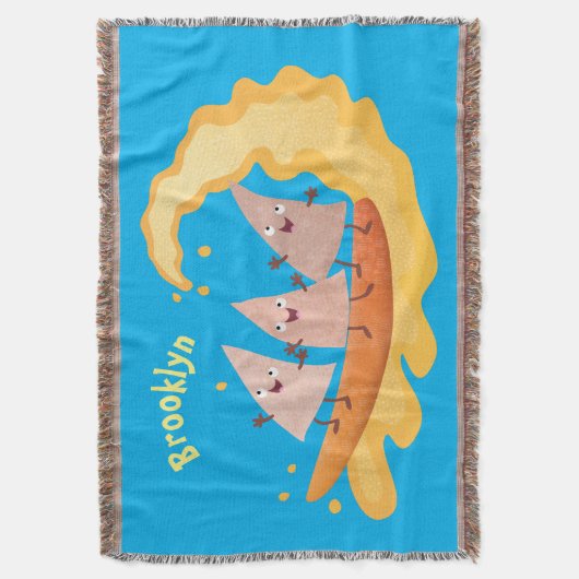 Suikernachos-maïschips surfende cartoon deken (Voorkant Verticaal)