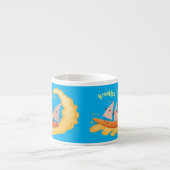 Suikernachos-maïschips surfende cartoon espresso kop (Voorkant)