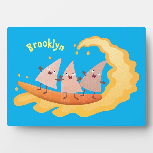 Suikernachos-maïschips surfende cartoon fotoplaat (voorkant)