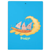 Suikernachos-maïschips surfende cartoon klembord (Achterkant)