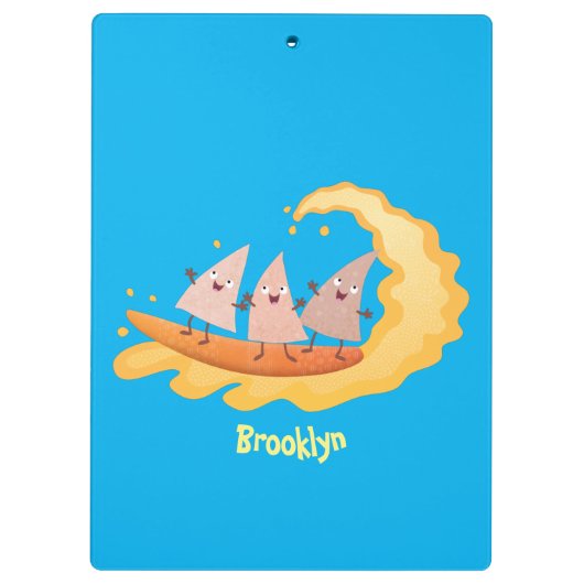 Suikernachos-maïschips surfende cartoon klembord (Achterkant)