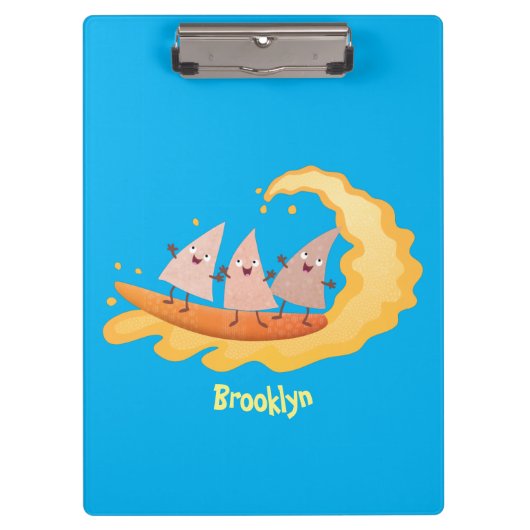 Suikernachos-maïschips surfende cartoon klembord (Voorkant)