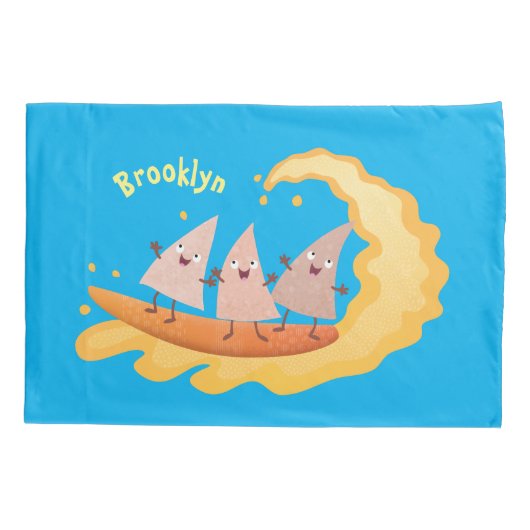 Suikernachos-maïschips surfende cartoon kussensloop (Achterkant)