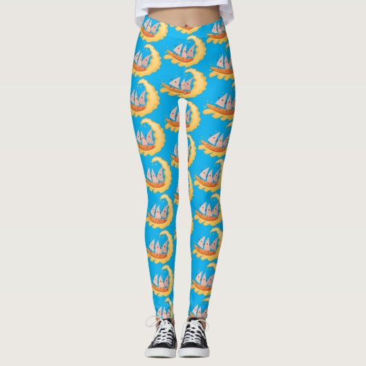 Suikernachos-maïschips surfende cartoon leggings (Voorkant)