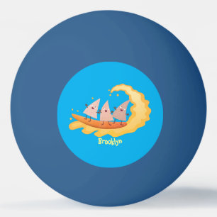 Suikernachos-maïschips surfende cartoon pingpongbal