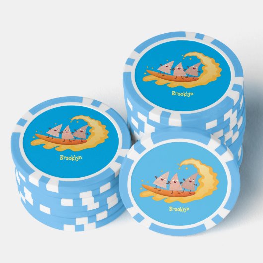 Suikernachos-maïschips surfende cartoon poker chips (Opstapeling)