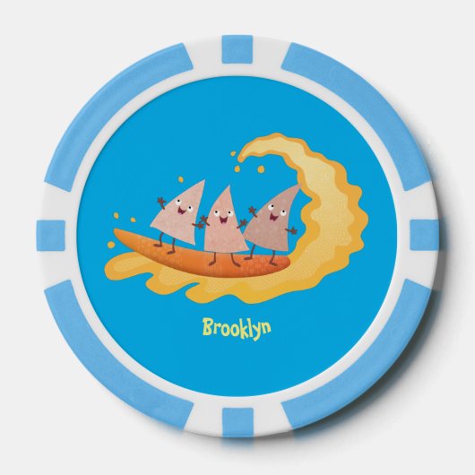 Suikernachos-maïschips surfende cartoon poker chips (Voorkant)