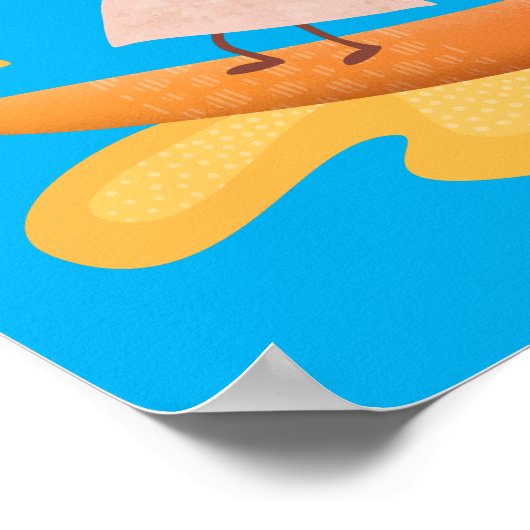 Suikernachos-maïschips surfende cartoon poster (Hoek)