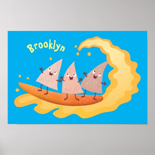 Suikernachos-maïschips surfende cartoon poster (Voorkant)
