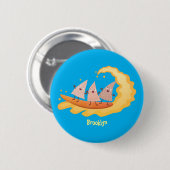 Suikernachos-maïschips surfende cartoon ronde button 5,7 cm (Voorkant /achterkant)