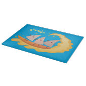 Suikernachos-maïschips surfende cartoon snijplank (Hoek)