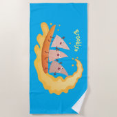 Suikernachos-maïschips surfende cartoon strandlaken (Voorkant)