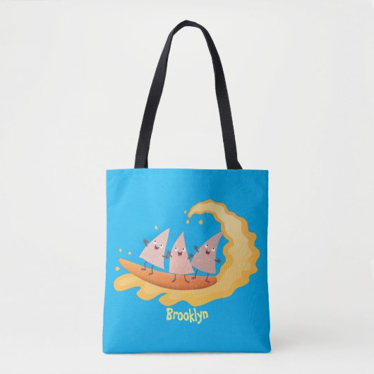 Suikernachos-maïschips surfende cartoon tote bag (Voorkant)
