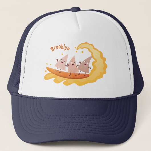 Suikernachos-maïschips surfende cartoon trucker pet (Voorkant)