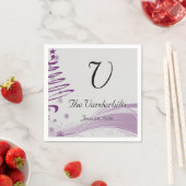 Suikerpruimenboom en sneeuwvlok in Paarse servette Servetten (Insitu)