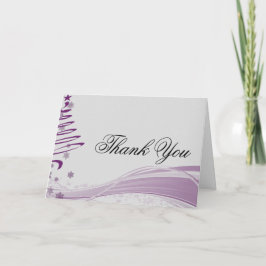 Suikerpruimenboom en Sneeuwvlokken in Paars Bedankkaart
