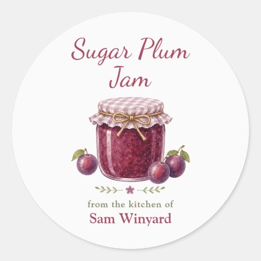 Suikerpruimenjam van de keuken van label (Voorkant)