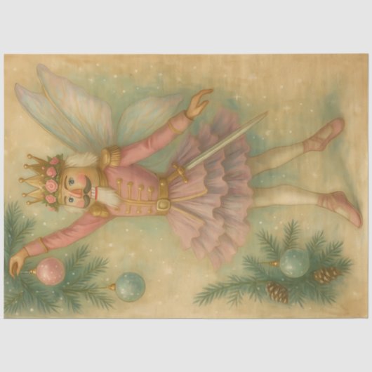 Suikerpruimfee Notenkraker • Roze Kerstmis Tissuepapier (Voorkant)