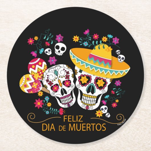 Suikerriemen en -bloemen ronde kartonnen onderzetter (Voorkant)