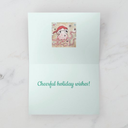 Suikerrietoctopus Feestdagen Kaart (Binnen)