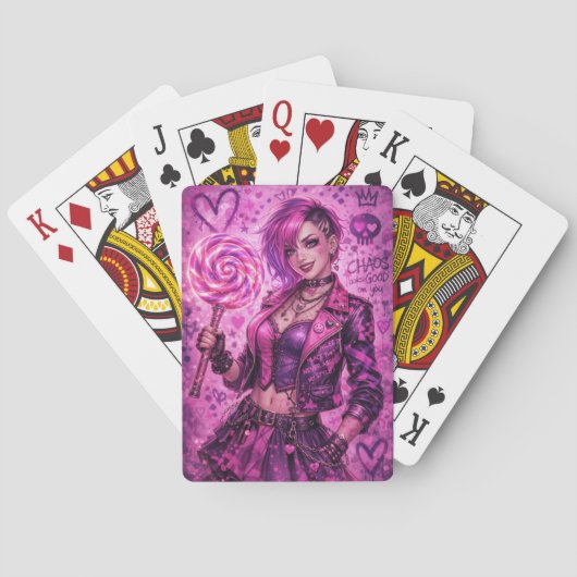 Suikerroes Rebel: Neon Snoep Chaos Pokerkaarten (Achterkant)