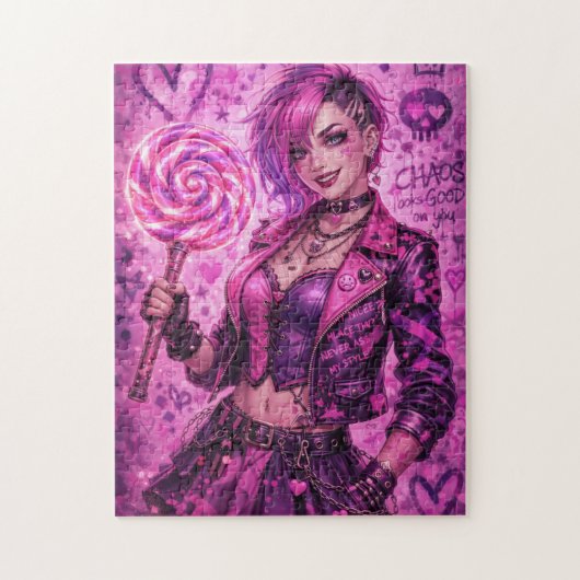 Suikerroes Rebel: Neon Snoepchaos Legpuzzel (Verticaal)