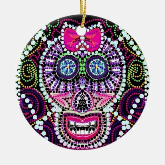 Suikerrok met roze romp keramisch ornament (Voorkant)
