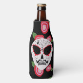 Suikerroos Mustache Skeleton Flesjeskoeler (Fles Voorkant)