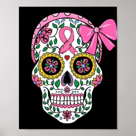 Suikerroze langoest Calavera Borstkanker Poster (Voorkant)