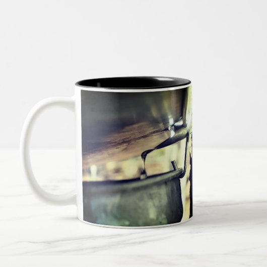 Suikersap met mannetje met Natuur Emmer Tweekleurige Koffiemok (Links)