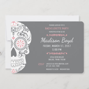 Suikerschedel Bachelorette Pink & Grey Invitae Kaart