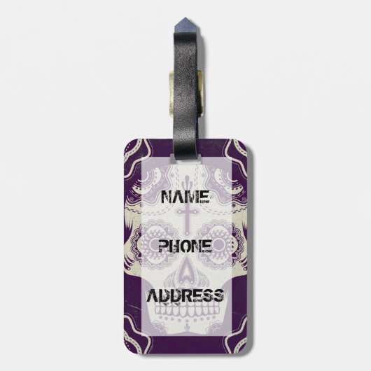 Suikerschedel Bagagelabel (Achterkant verticaal)