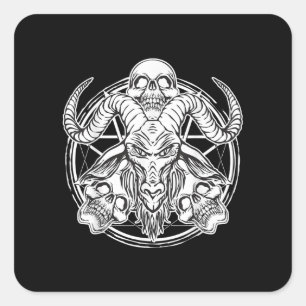 Suikerschedel Baphomet Goat Gift Vierkante Sticker