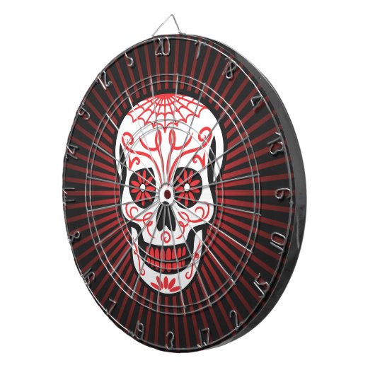 suikerschedel barst zwart dartbord (Voorkant Rechts)