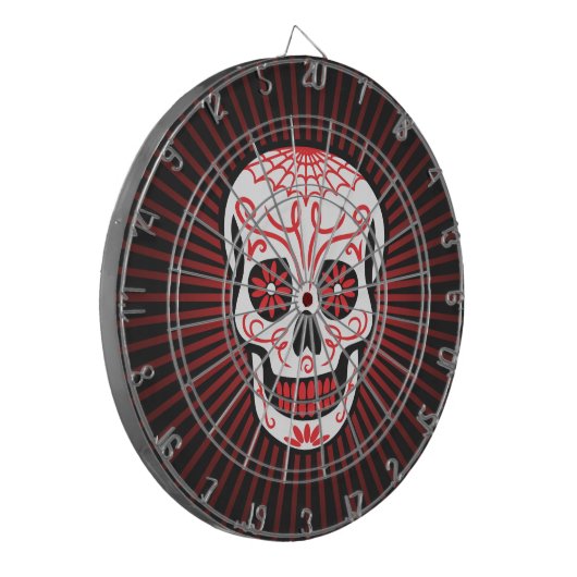 suikerschedel barst zwart dartbord (Voorkant Links)