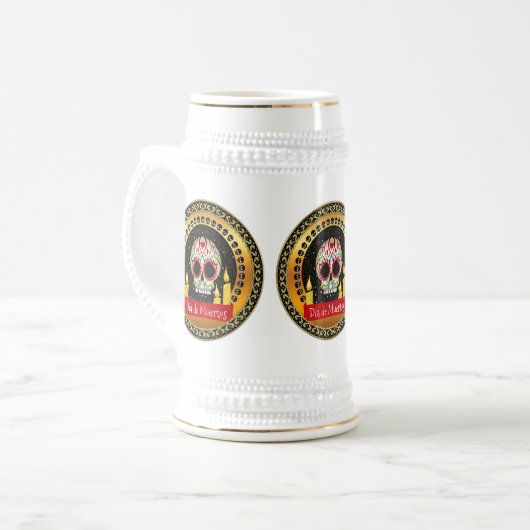 Suikerschedel bloeit intimiderend en eng bierpul (Voorkant links)