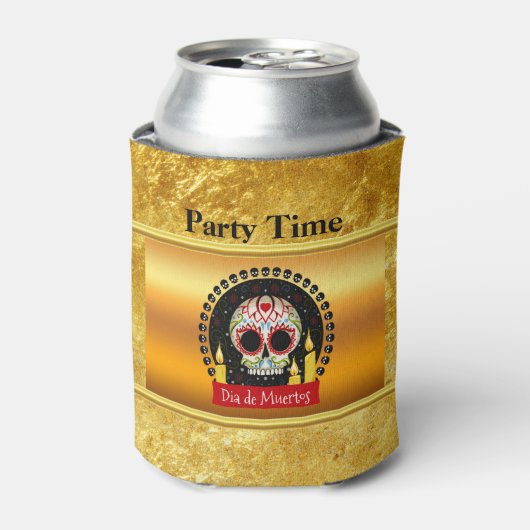 Suikerschedel bloeit intimiderend en eng blikjeskoeler (Blikje Voorkant)