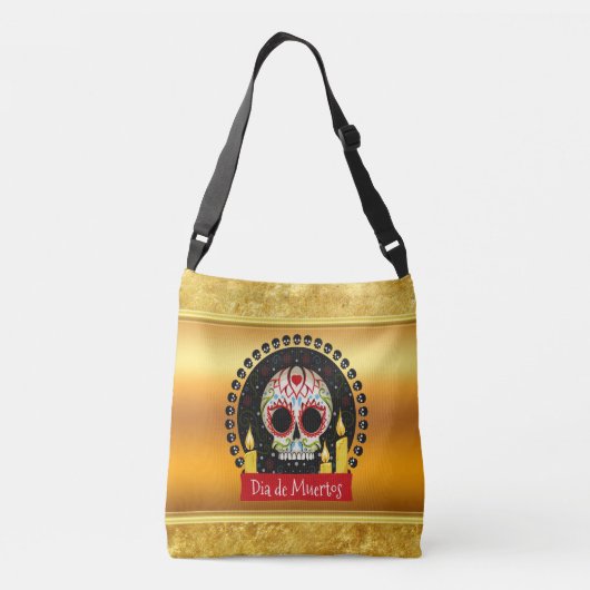 Suikerschedel bloeit intimiderend en eng crossbody tas (Achterkant)