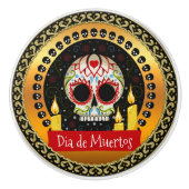 Suikerschedel bloeit intimiderend en eng keramische knop (Voorkant)